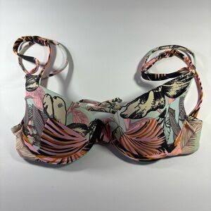 Maaji Nightly Oasis Underwire Bikini Swimsuit Top Bra Criss Cross Back Floral M